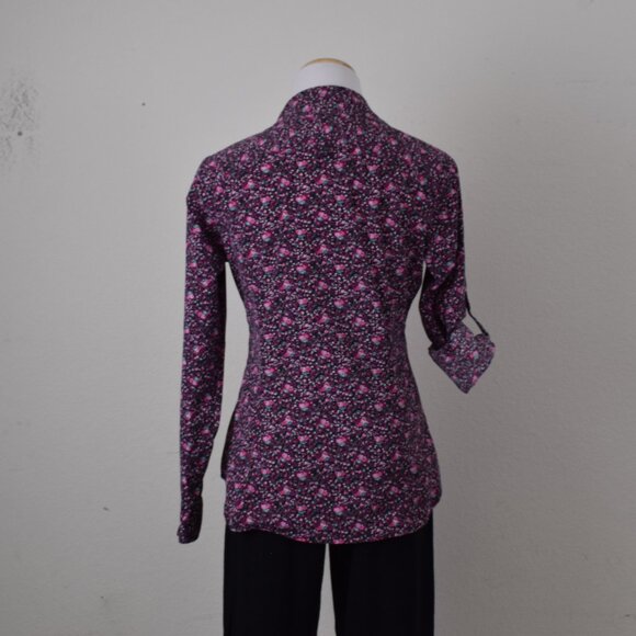 Vintage 90s Express Floral Long Sleeve Stretch Blouse | size M - Picture 4 of 9